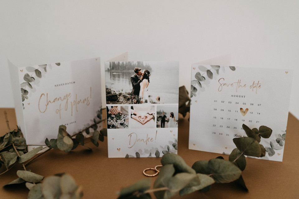 Hochzeitskarten mit Blättern