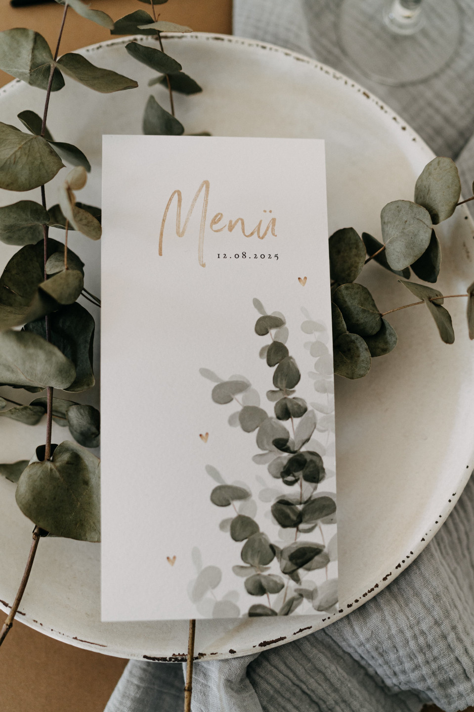 Menükarte mit grünen Details