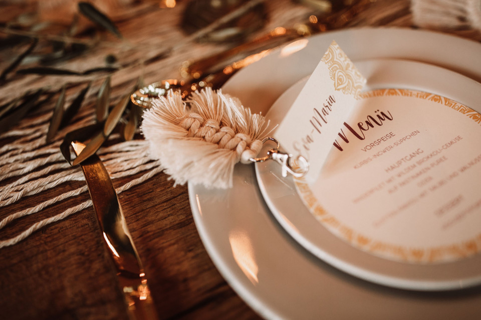 Orientalisch gestaltete Tischkarten