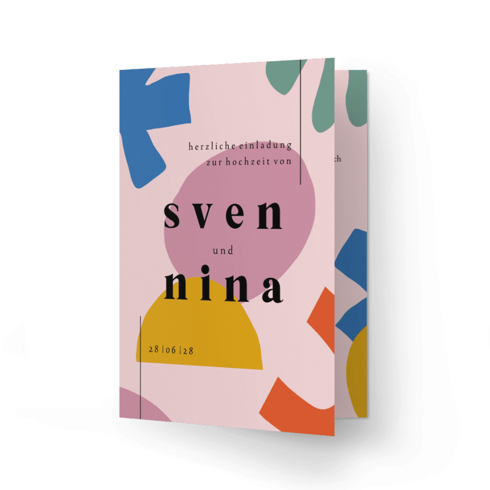 Einladungskarte Hochzeit Colourful Modern Art