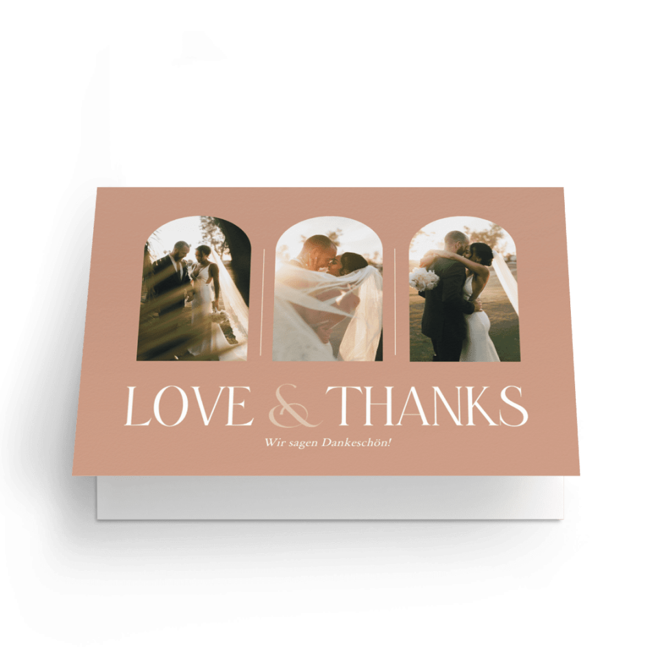 Dankeskarte Hochzeit Fotos Bogenfenster