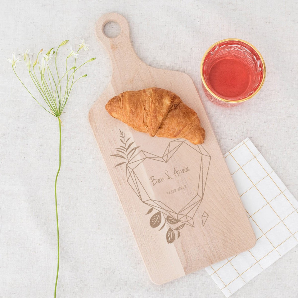 Serviertablett aus Holz geometrisch floral