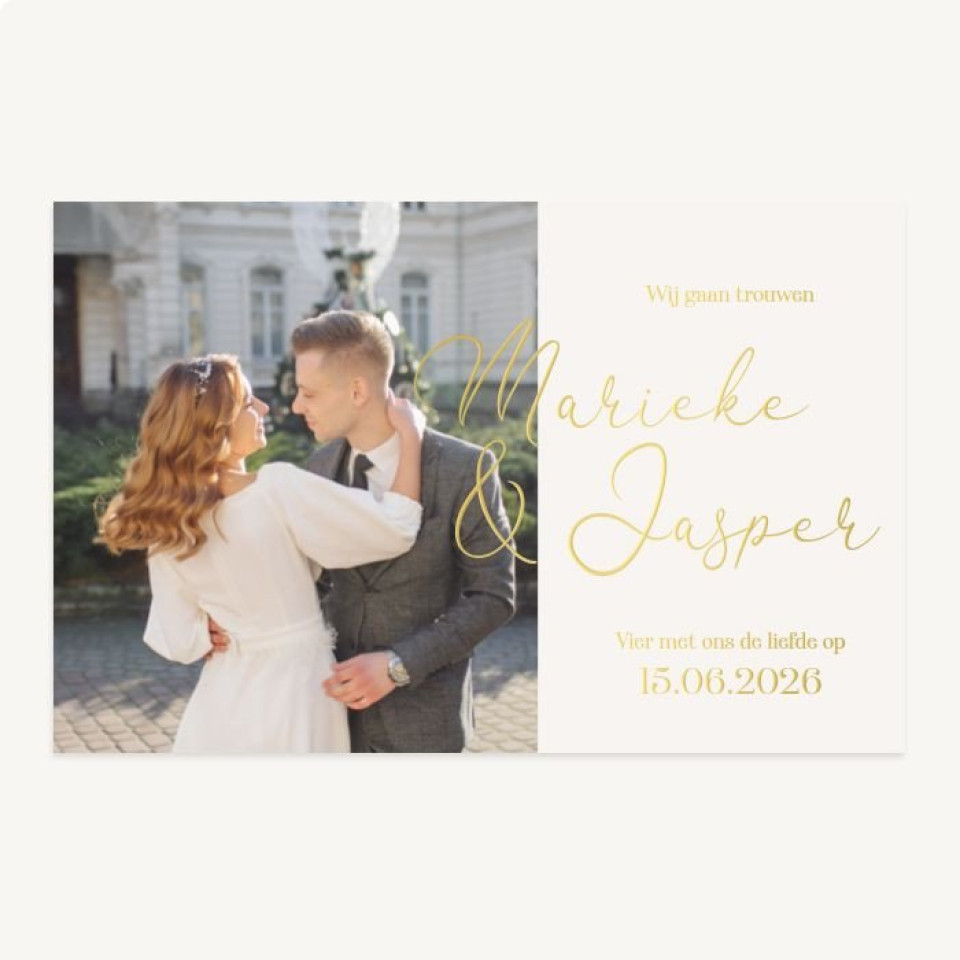 bruiloftsuitnodiging - goud