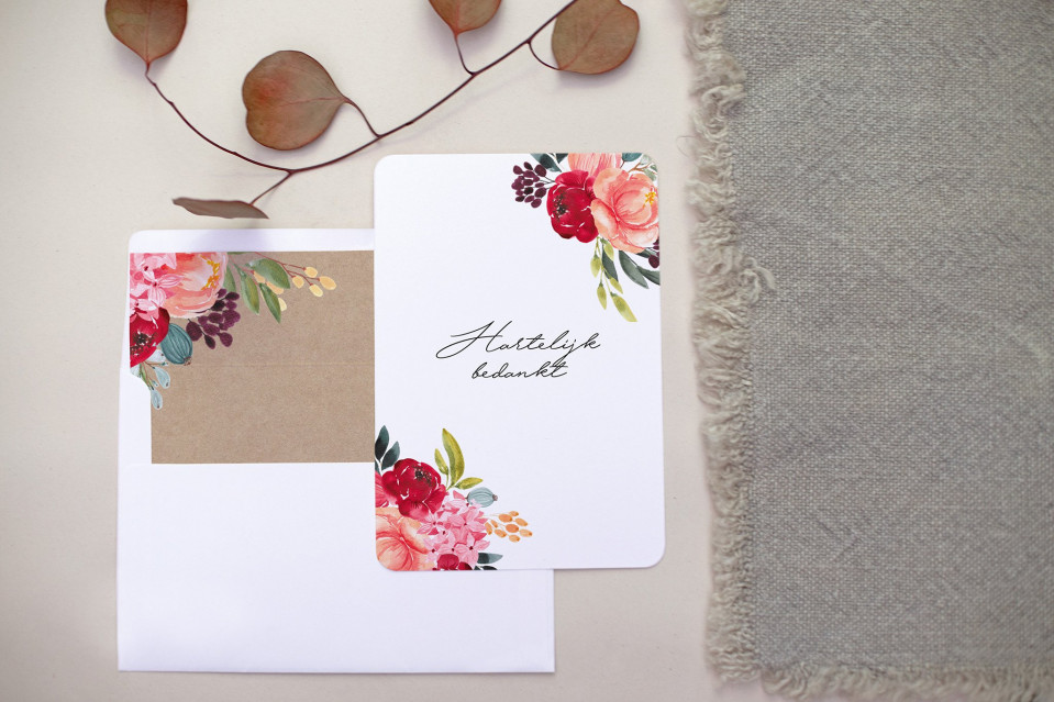 bloemen trouwuitnodiging