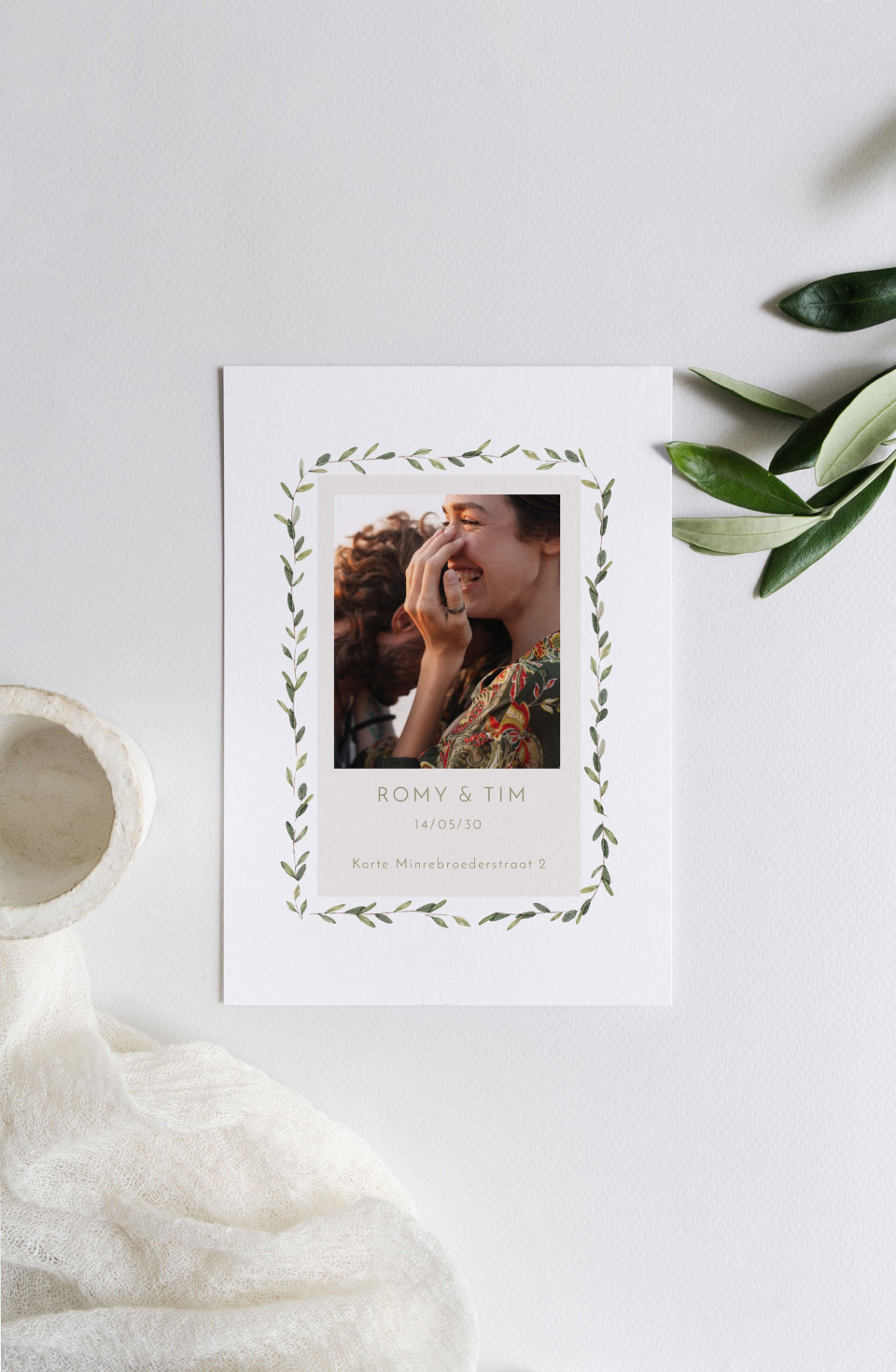 save the date kaart met groen
