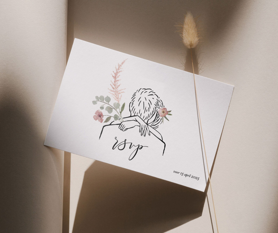 het bloemendesign is een met de hand getekende illustratie van een vrouw met een bloem in haar haar