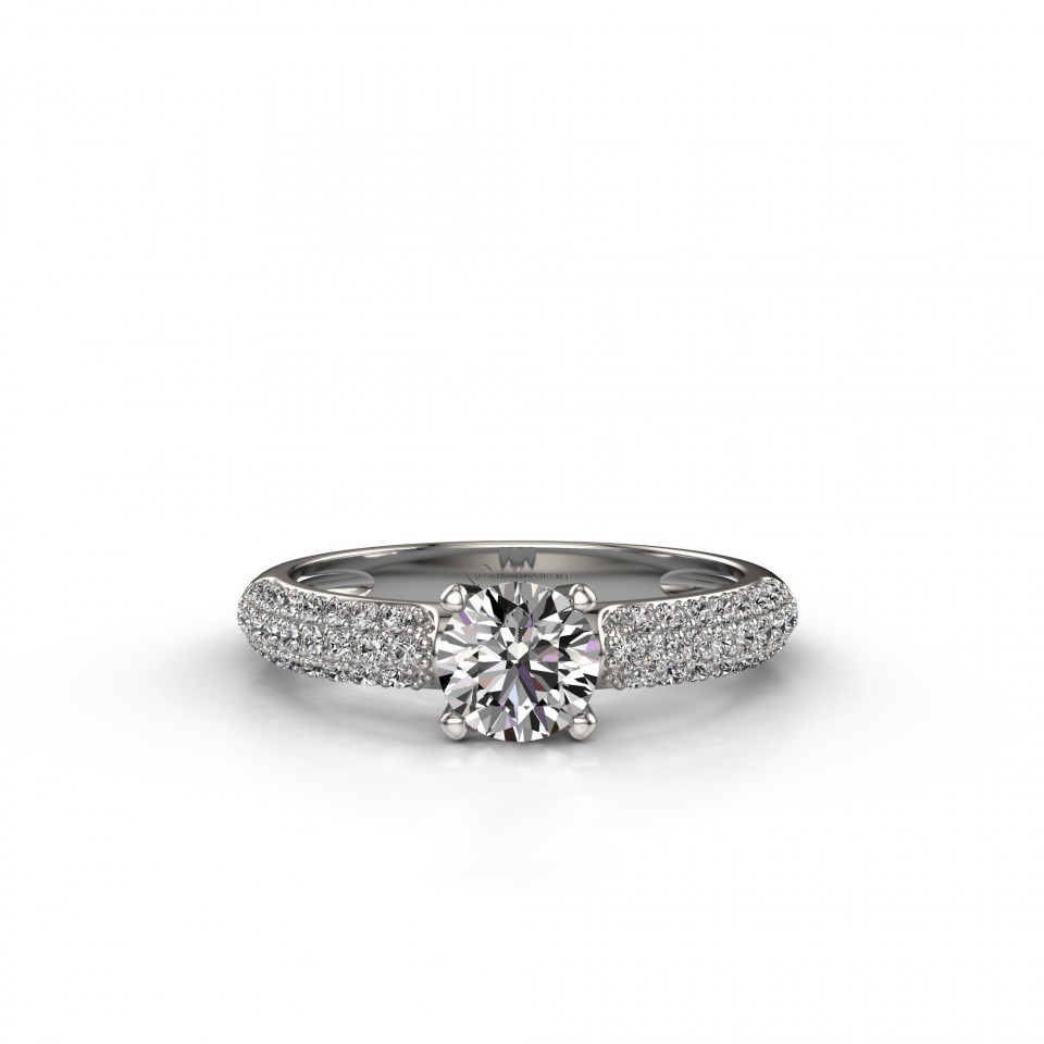 een verlovingsring met een ronde briljant geslepen diamant
