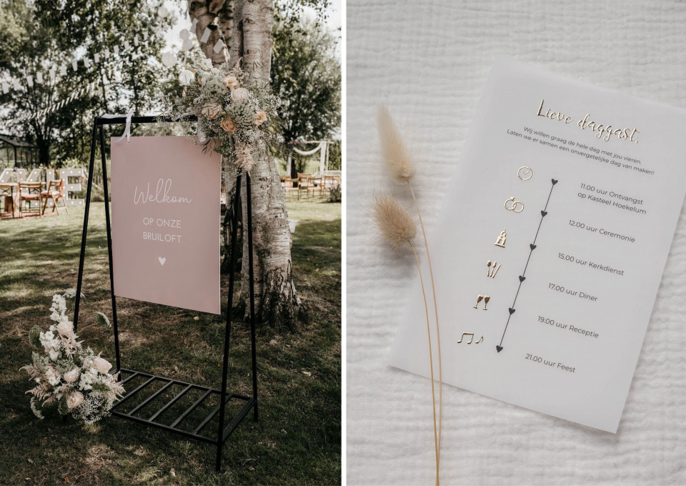 trouwbord en ceremoniekaart