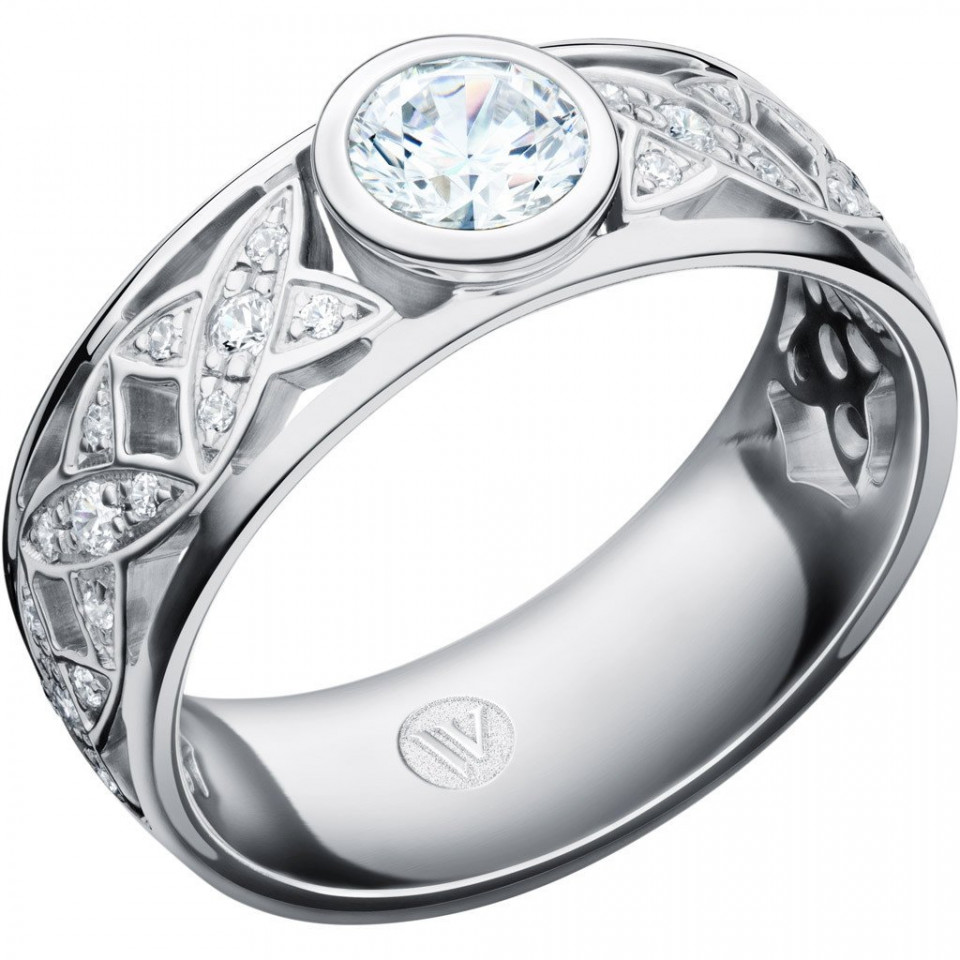 een diamanten ring met een ingewikkeld ontwerp