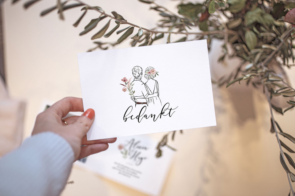 trouwbriefpapier ontworpen door Jessica