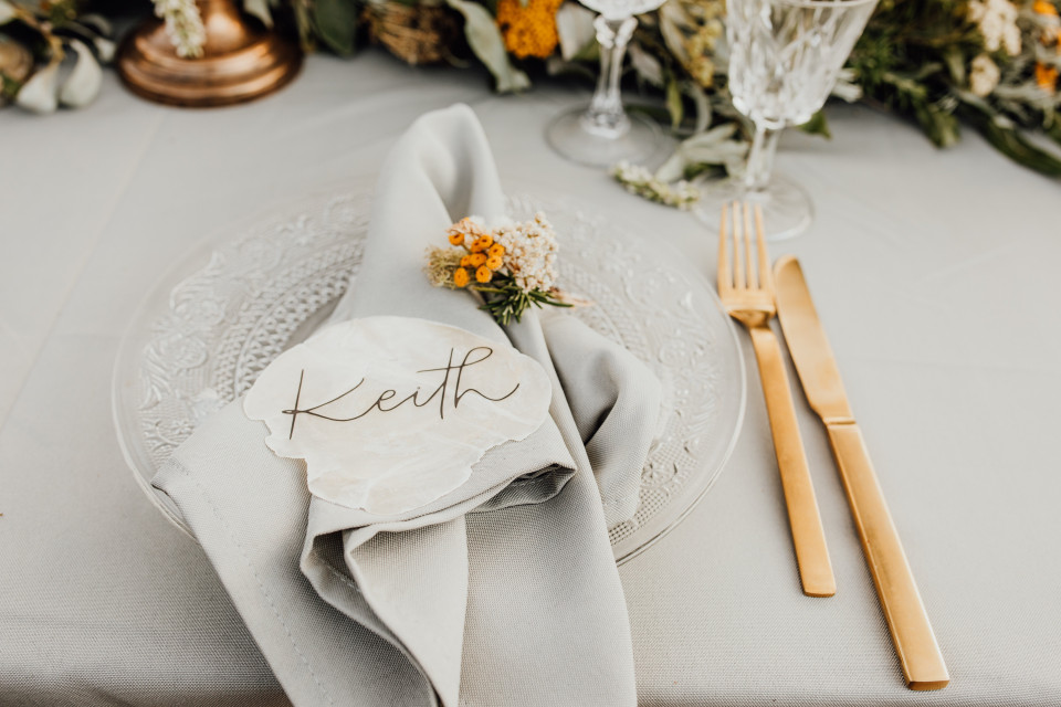 Schicke Tischdekoration blau