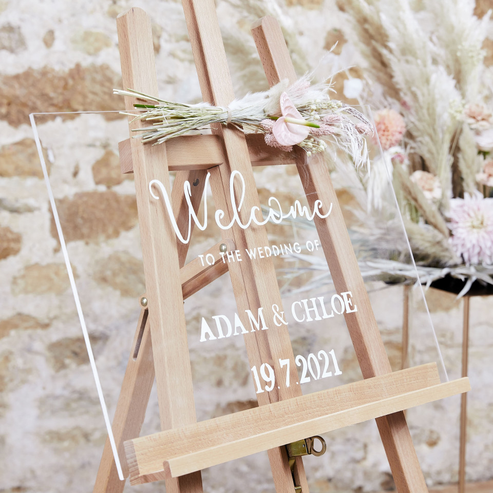 Willkommensschild transparentes Acryl A Touch of Pampas Ginger Ray