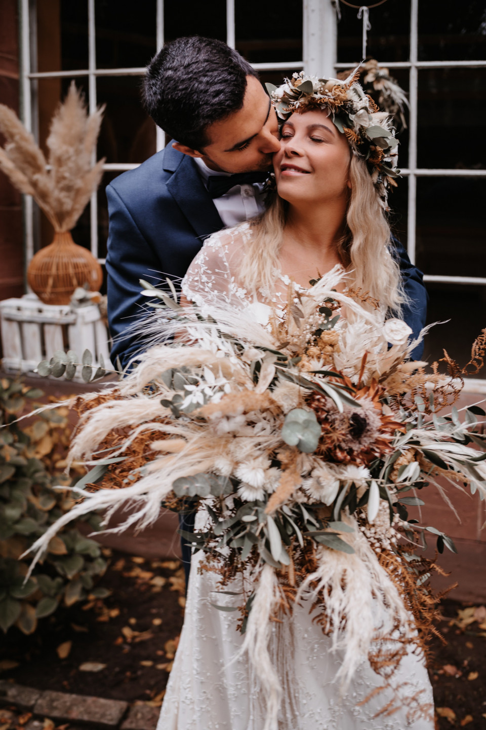 Großer Boho Blumenstrauß für eine Boho Braut
