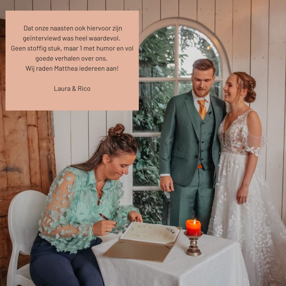 Trouwen met trouwambtenaar Matthea van den Berg | zelfstandig trouwambtenaar &amp; Ceremoniespreker