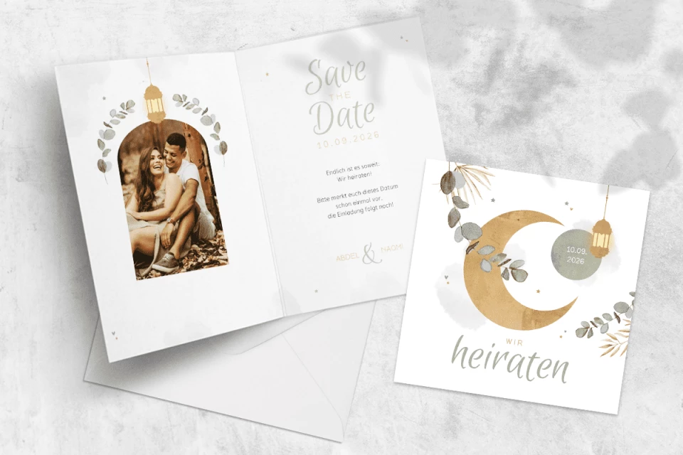 Hochzeitseinladungen in Gold