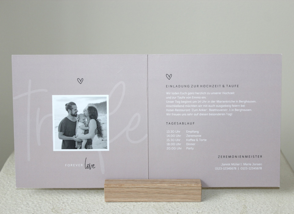 Minimalistische Einladung 'Traufe' Foto innen