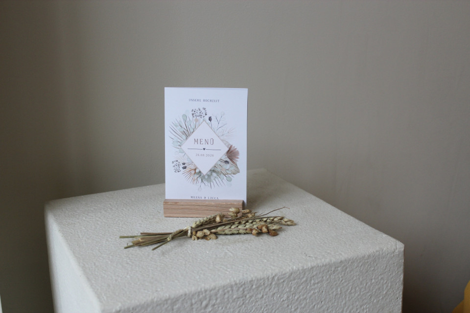 Menükarte Hochzeit Trockenblumen