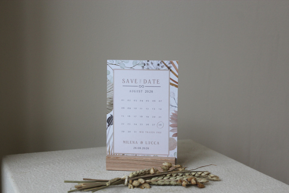 Save-the-date Hochzeit Trockenblumen
