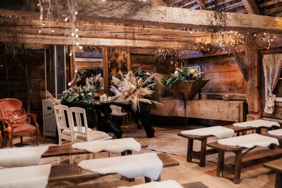 Rustikale Winterdekoration für Hochzeiten