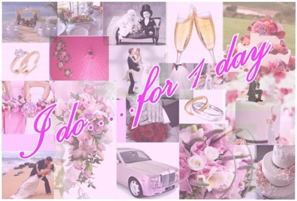 een collage van trouwfoto's met roze bloemen en roze ballonnen