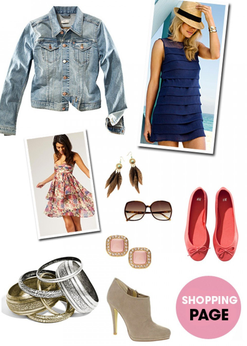 een collage van vrouwenkleding en accessoires