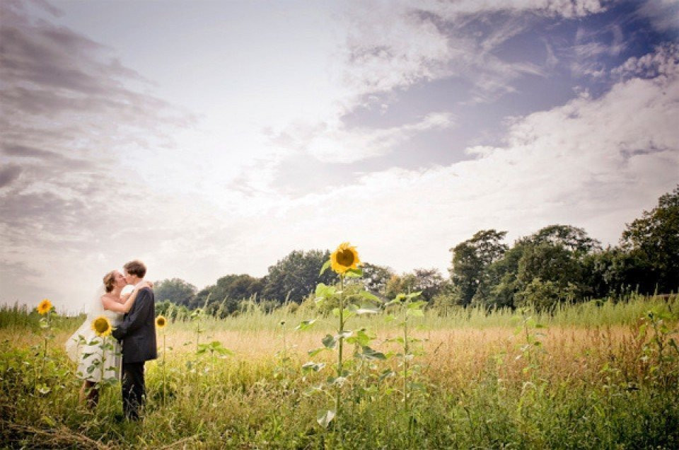 bruiloftsfotografie op het veld