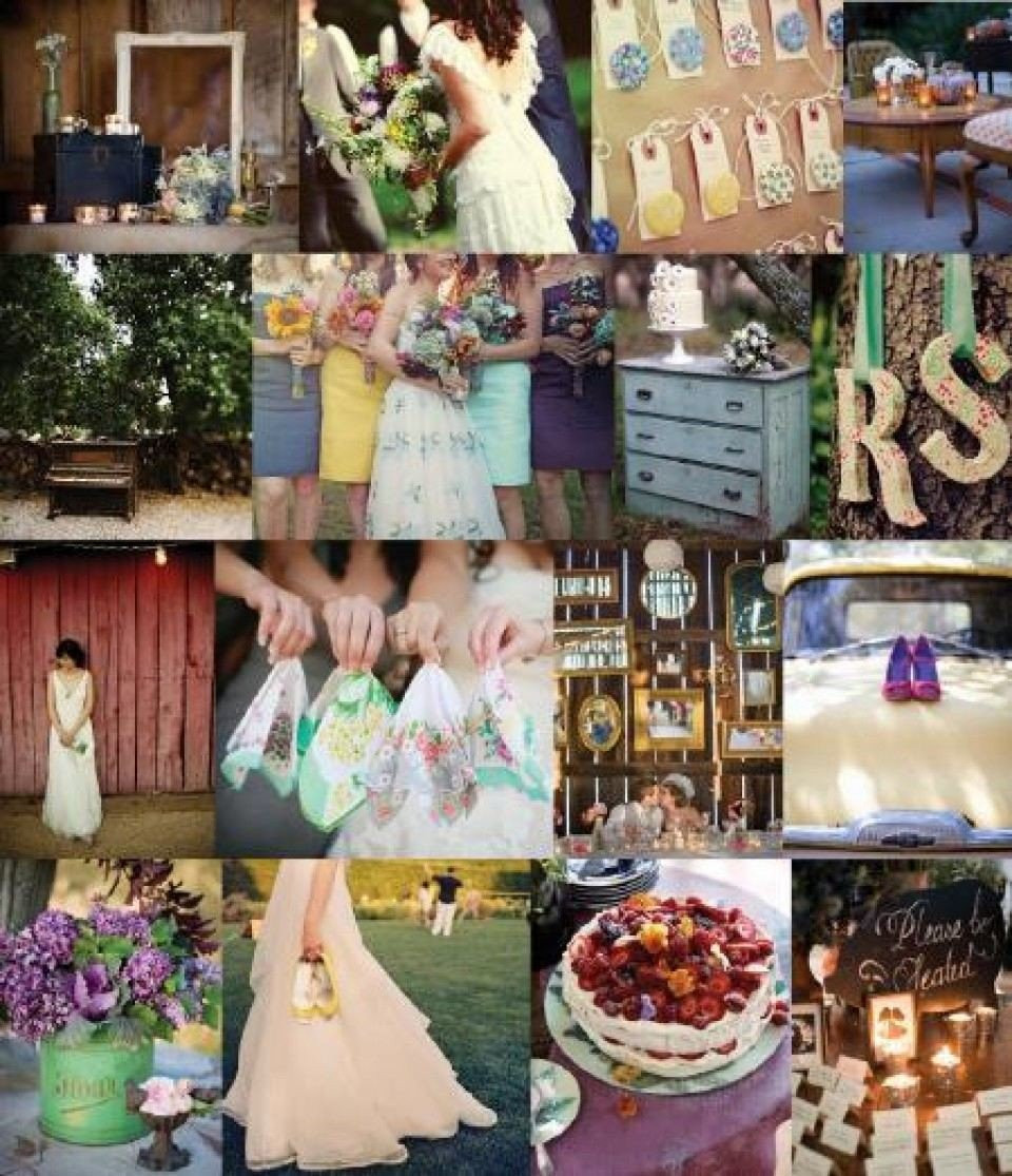 een collage van trouwfoto's met verschillende kleuren