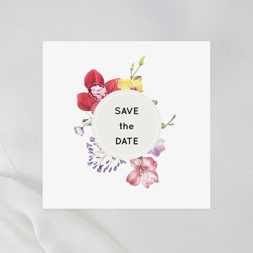save the date kaart met aquarel bloemen