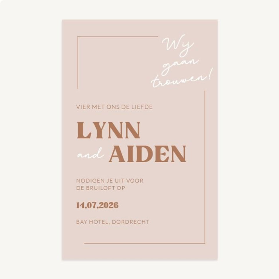 bruiloftsuitnodiging - roze