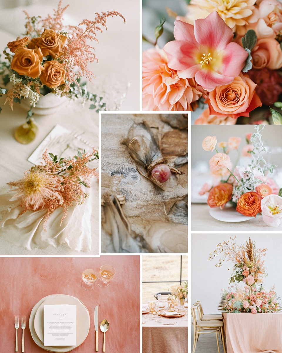 fuchsia tangerine gold wedding color palette summer