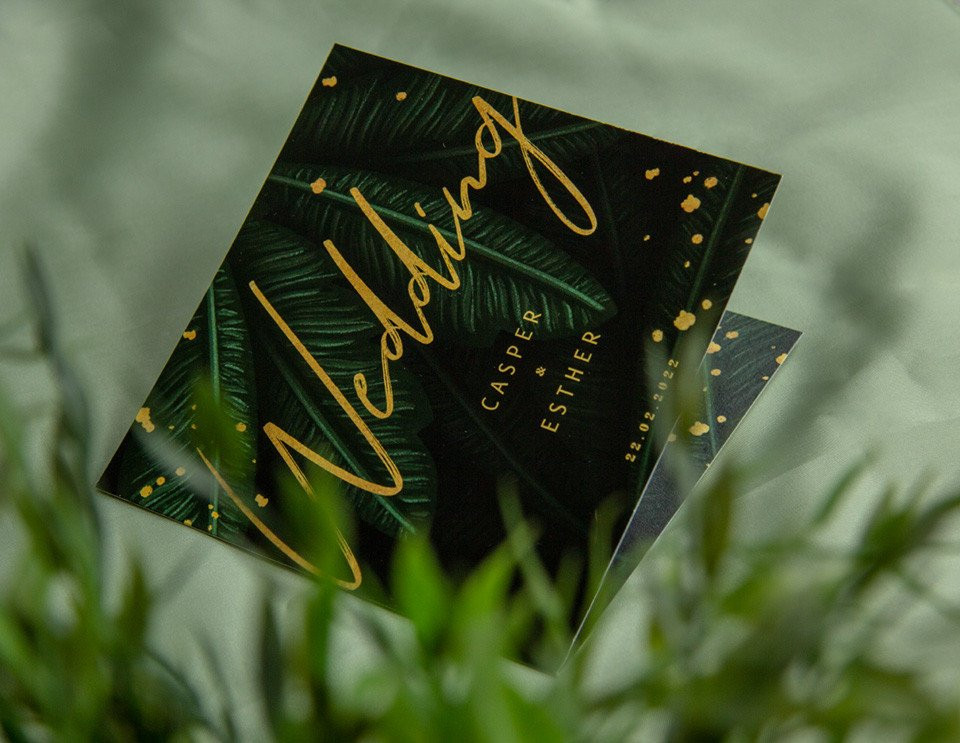 trouwuitnodiging - groen blad