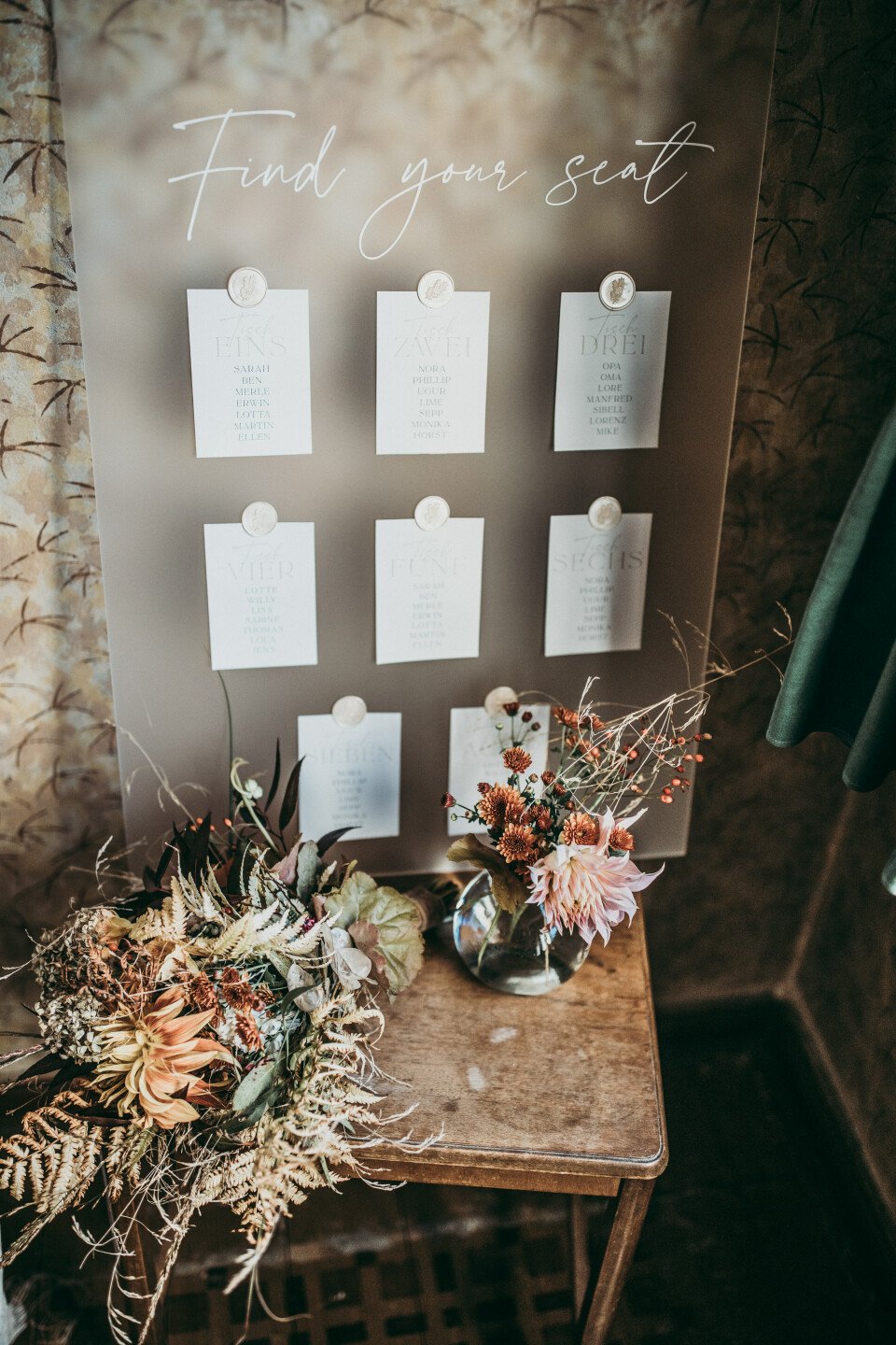 Märchenhafte Vintage Hochzeitskarten - Tischkarten