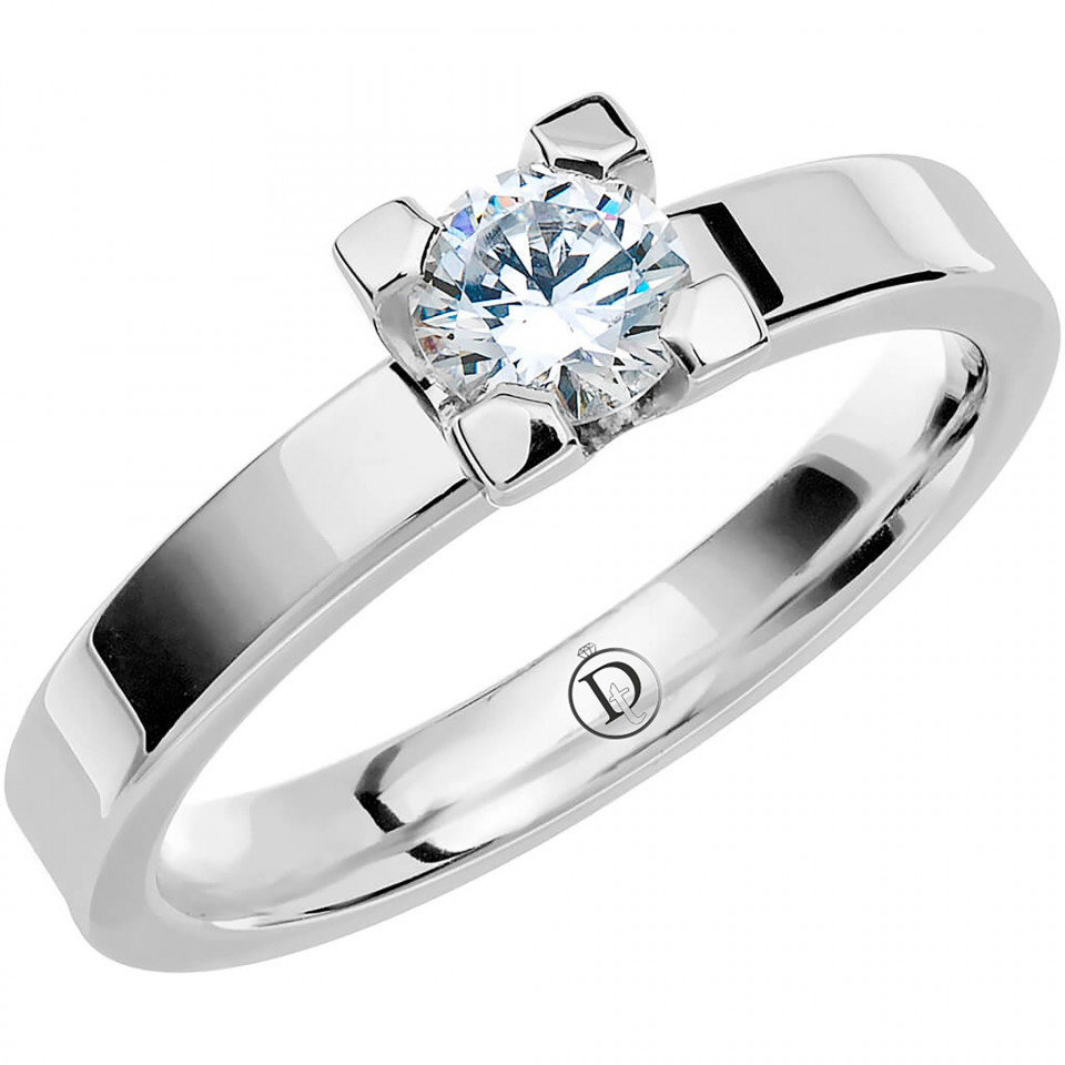 een diamanten verlovingsring met een enkele steen